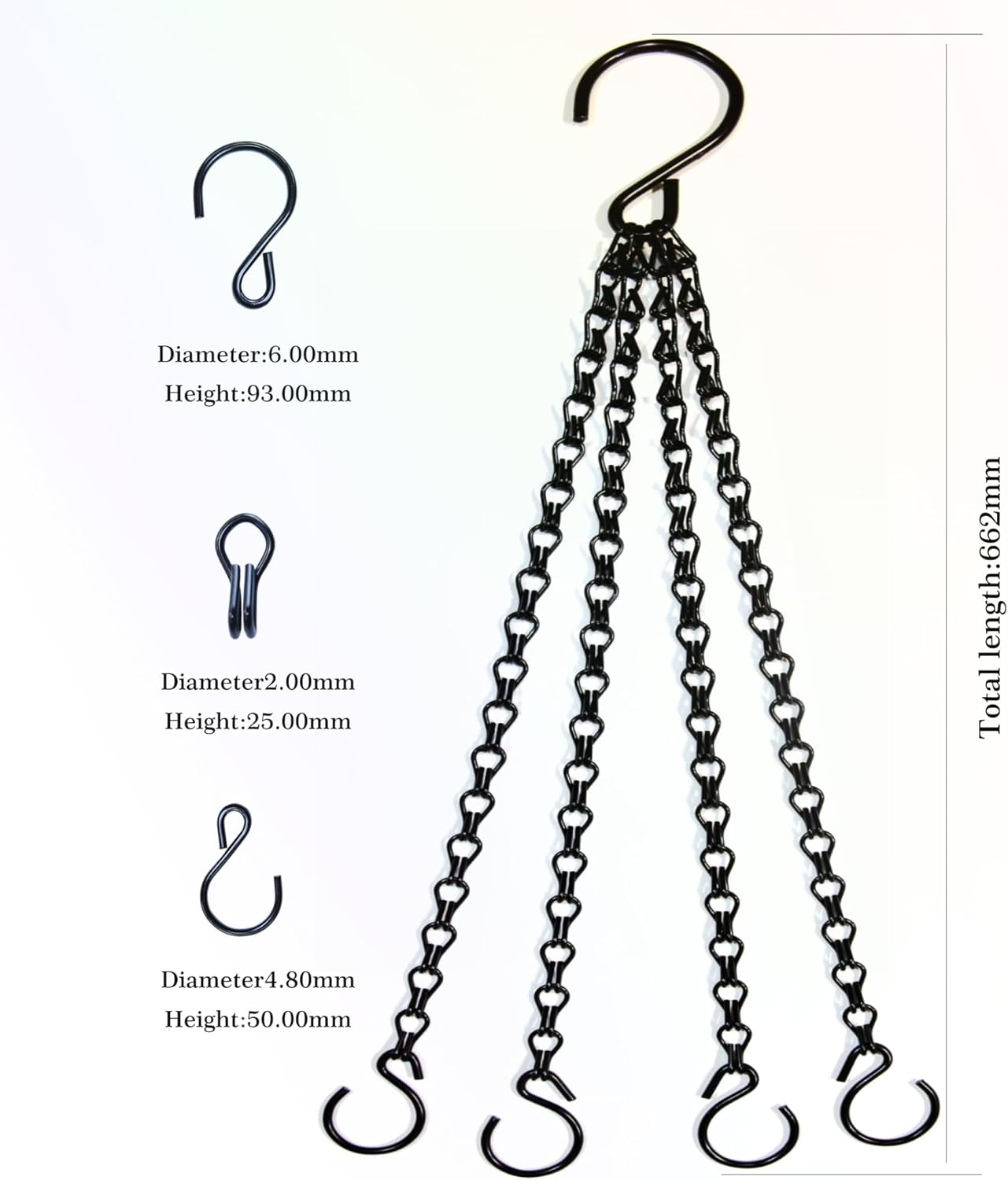 2Packs 26inch 90lbs Black Heavy Duty Metal Hooks Hanging Chains Hanger