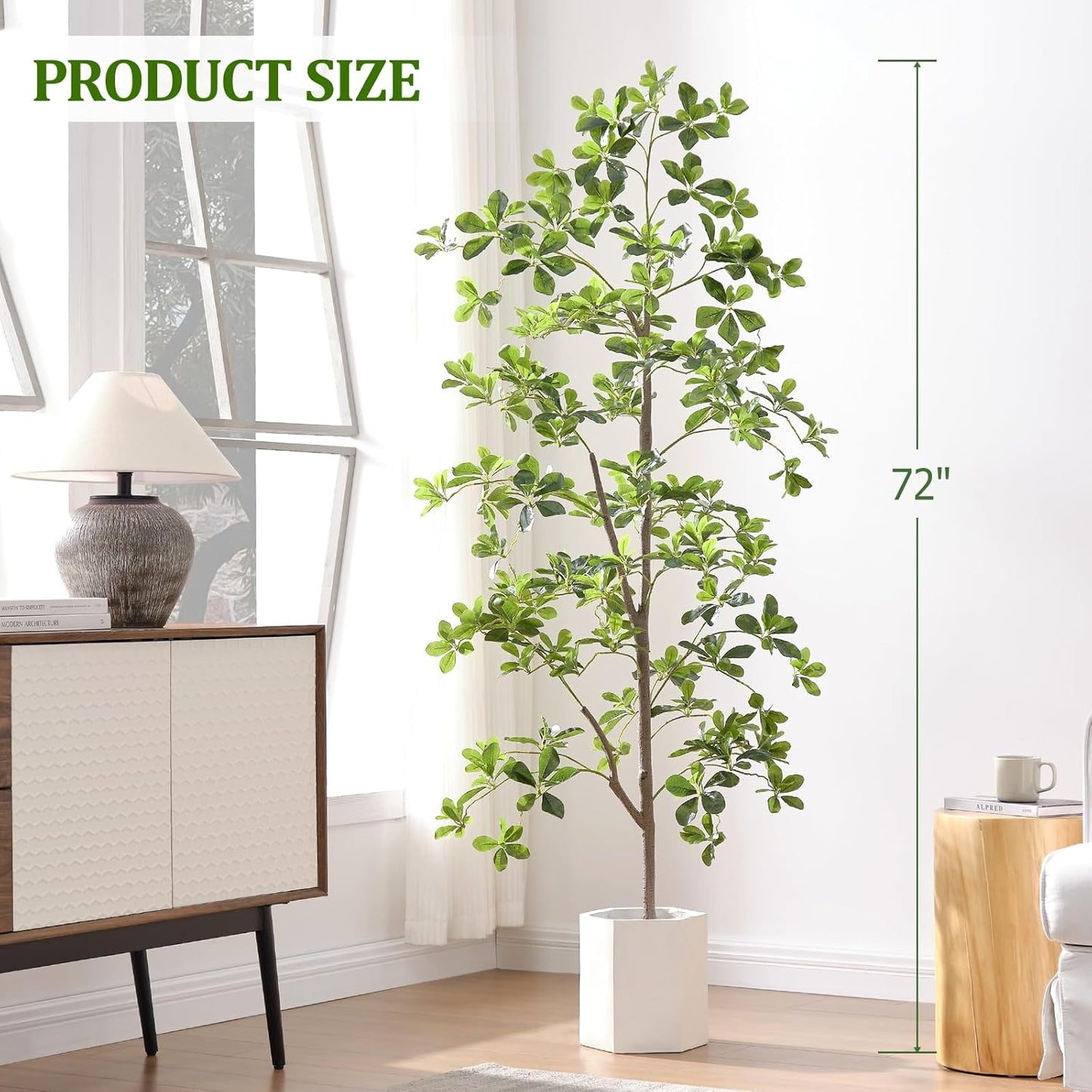 6ft Tall Artificial Black Olive Tree with 945 Lifelike Leaves, Tall Fake Greenery Olive Silk Plants Artificial Olive Tree Indoors in Pots, Faux Olive Tree for Living Room Office Decor