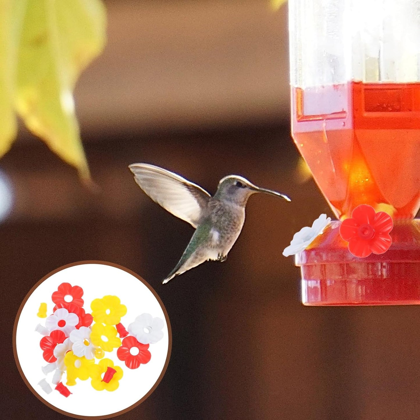 Sosoport 15 Pieces Hummingbird Feeders Replacement Flowers Pet Replacement Bird Feeder Replacement Parts Feeding Ports Bee Guards for Hummingbird Feeders for Outdoors Hanging Feeder