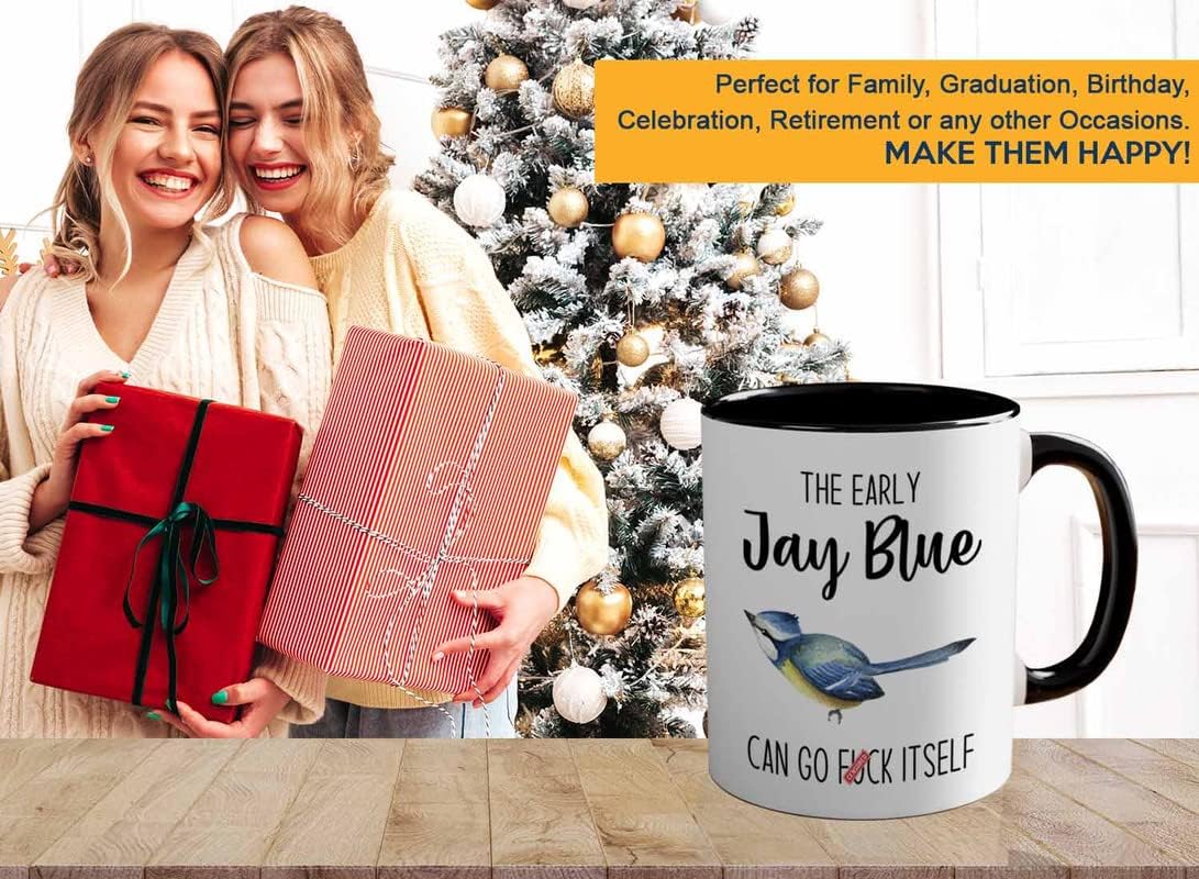 Bird Lover Two Tone Black Edition 11oz - Early Jay Blue go - Hummingbi