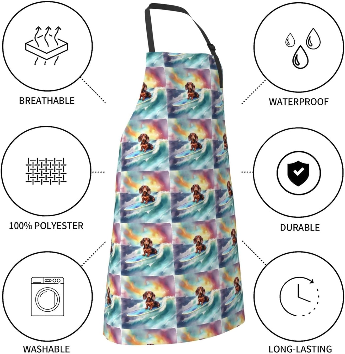 YANYU funny dog Print 28x33 In Kitchen Apron Stylish Chef Apron with Pockets for Cooking Baking Painting