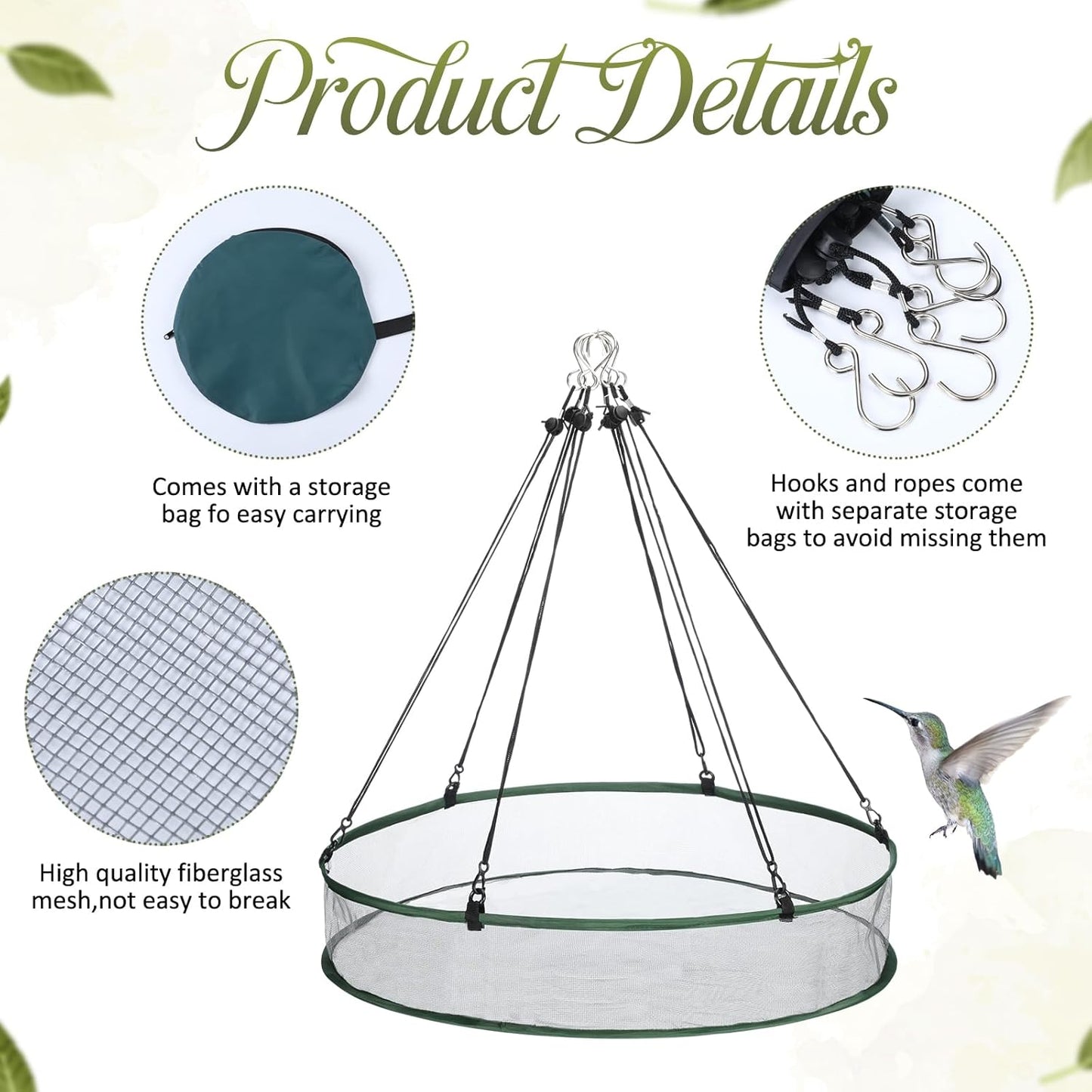 2 Pieces Universal Wild Bird Seed Catcher Hanging Hoop Platform Bird Seed Catcher Tray for Hummingbird Feeders Bee Feeder Outdoor Garden Accessories (24 Inch)