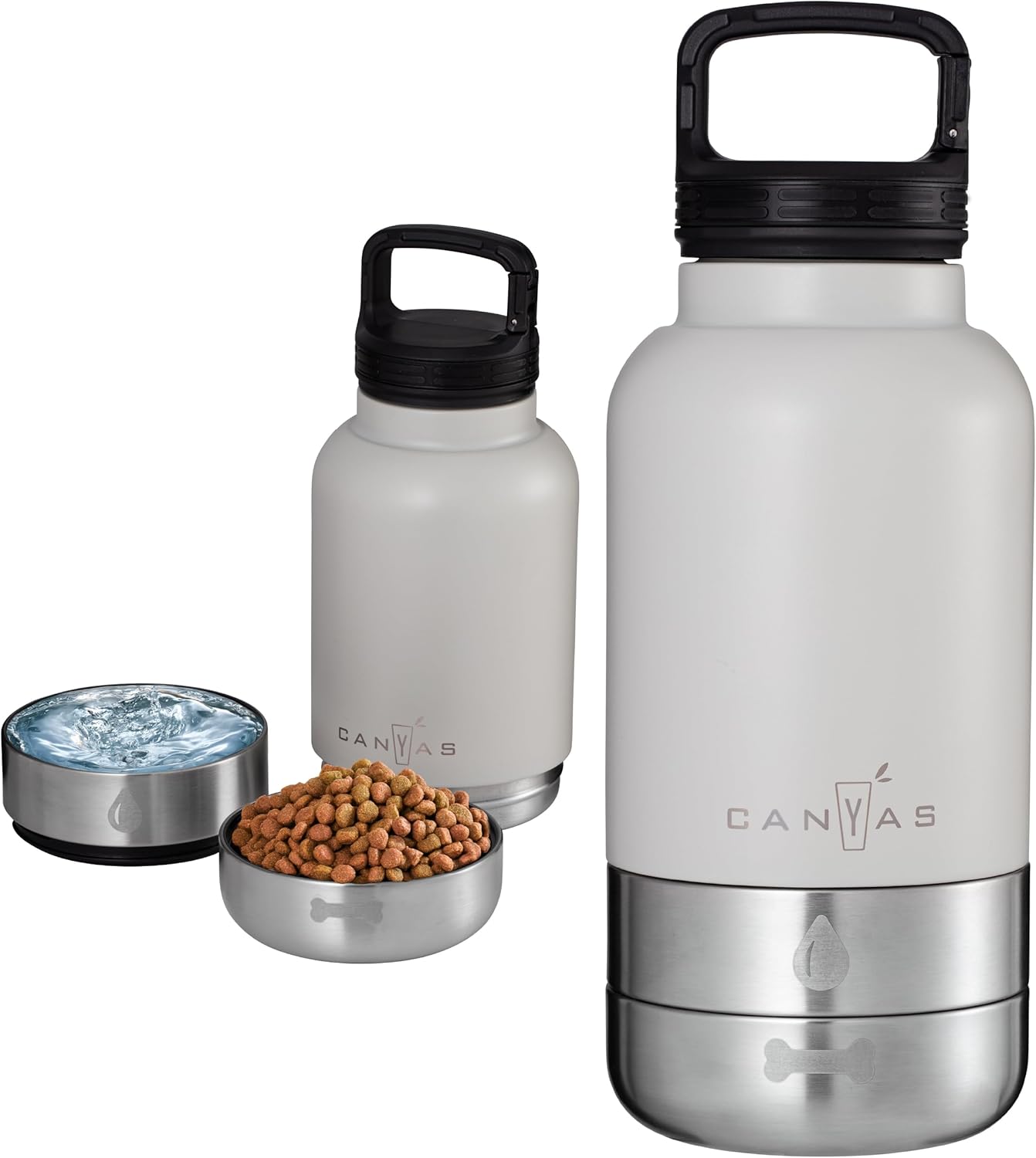 Insulated 32oz Stainless Steel Dog Water Bottle with Food & Water Bowl