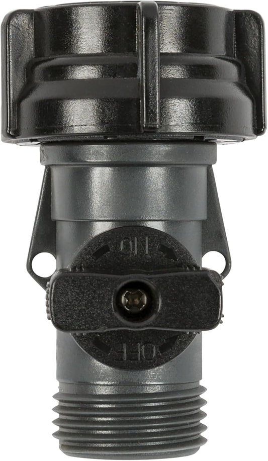Gilmour Full Flow Garden Hose Shut Off Valve, Rust Proof Single Water Shut Off Valve, Gray