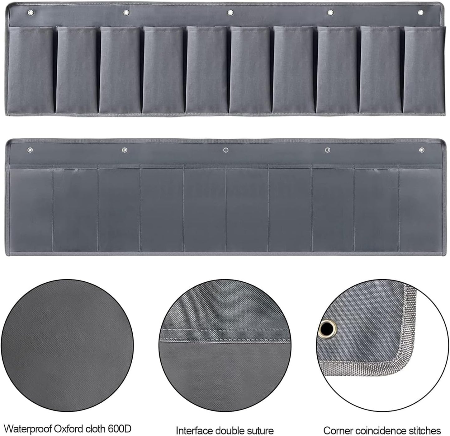 Bedside Organizers Case Storage with 10 Pockets and Hooks Easy Install