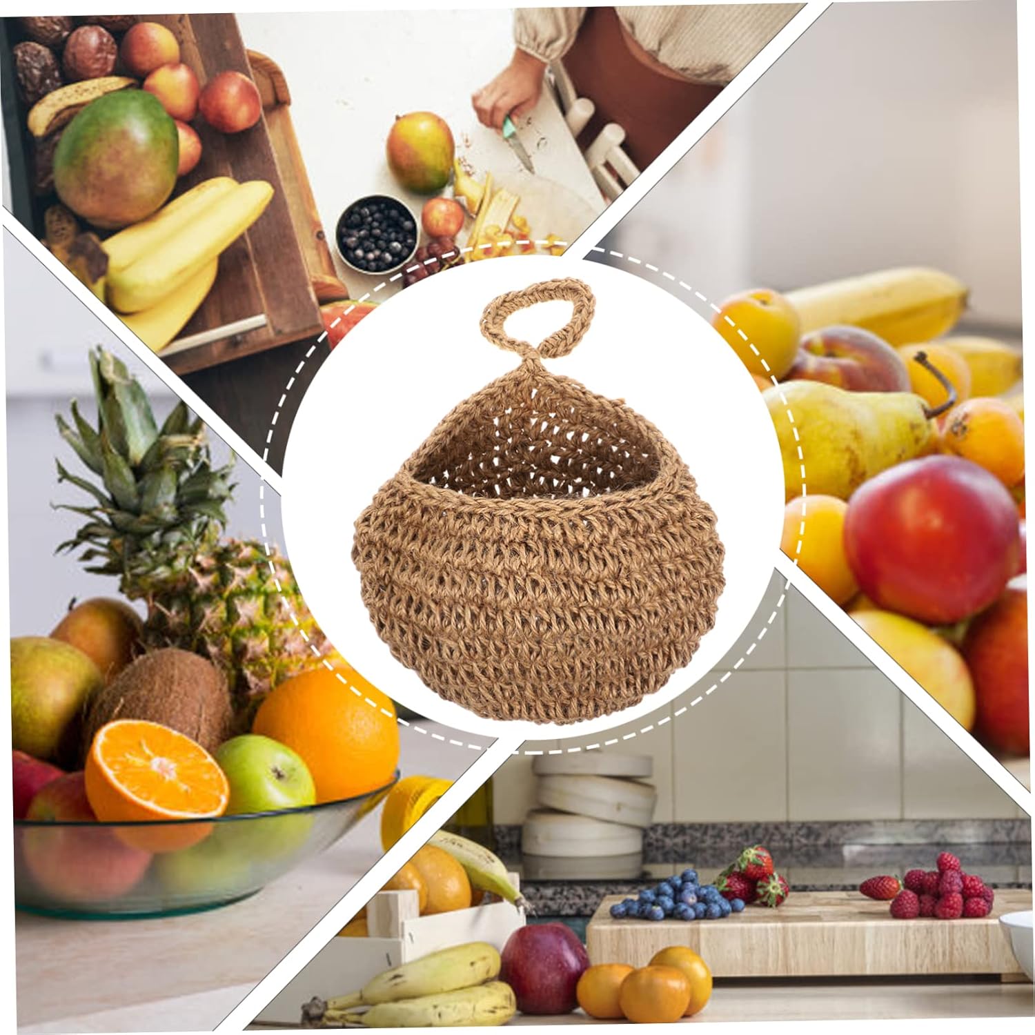 BESTOYARD Jute Hanging Basket for Wall Storage Teardrop Woven Planter 