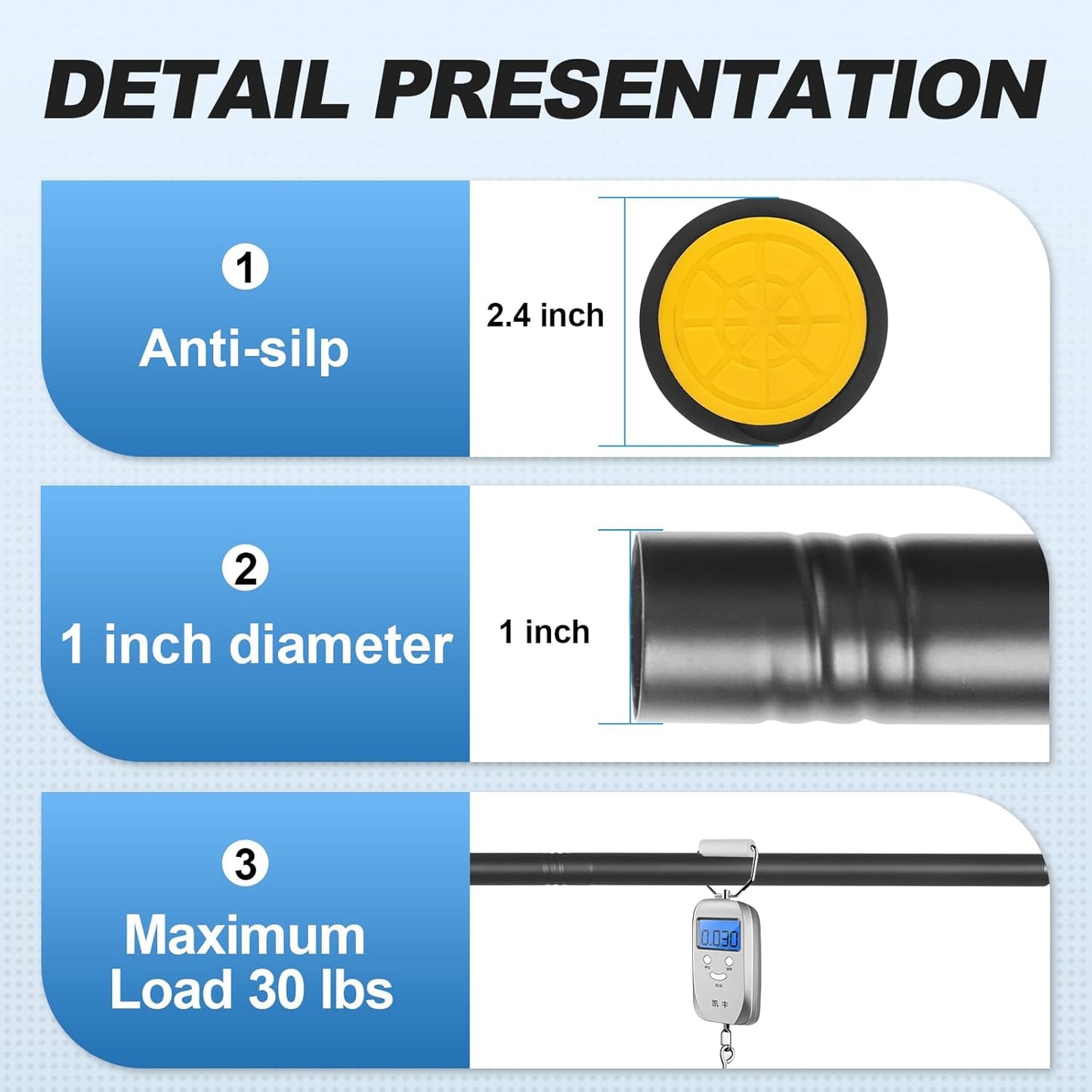Black Shower Curtain Rod 31 to 80 Inch,1 Inch Diameter Adjustable Spring Tension Stainless Steel Telescoping Rod,Easy Install,No Rust
