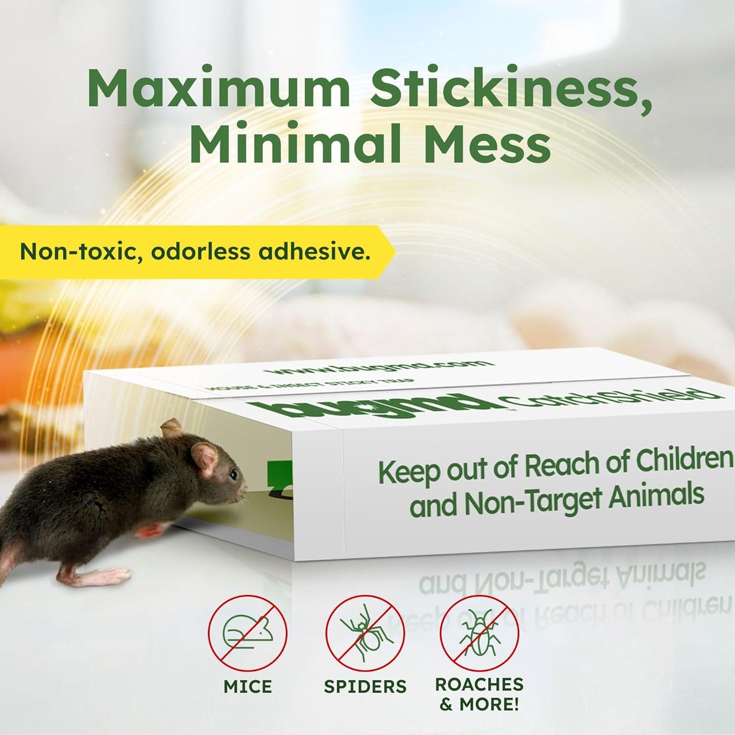BugMD CatchShield Glue & Sticky Traps for Mice, Rats & Insects – Non-T