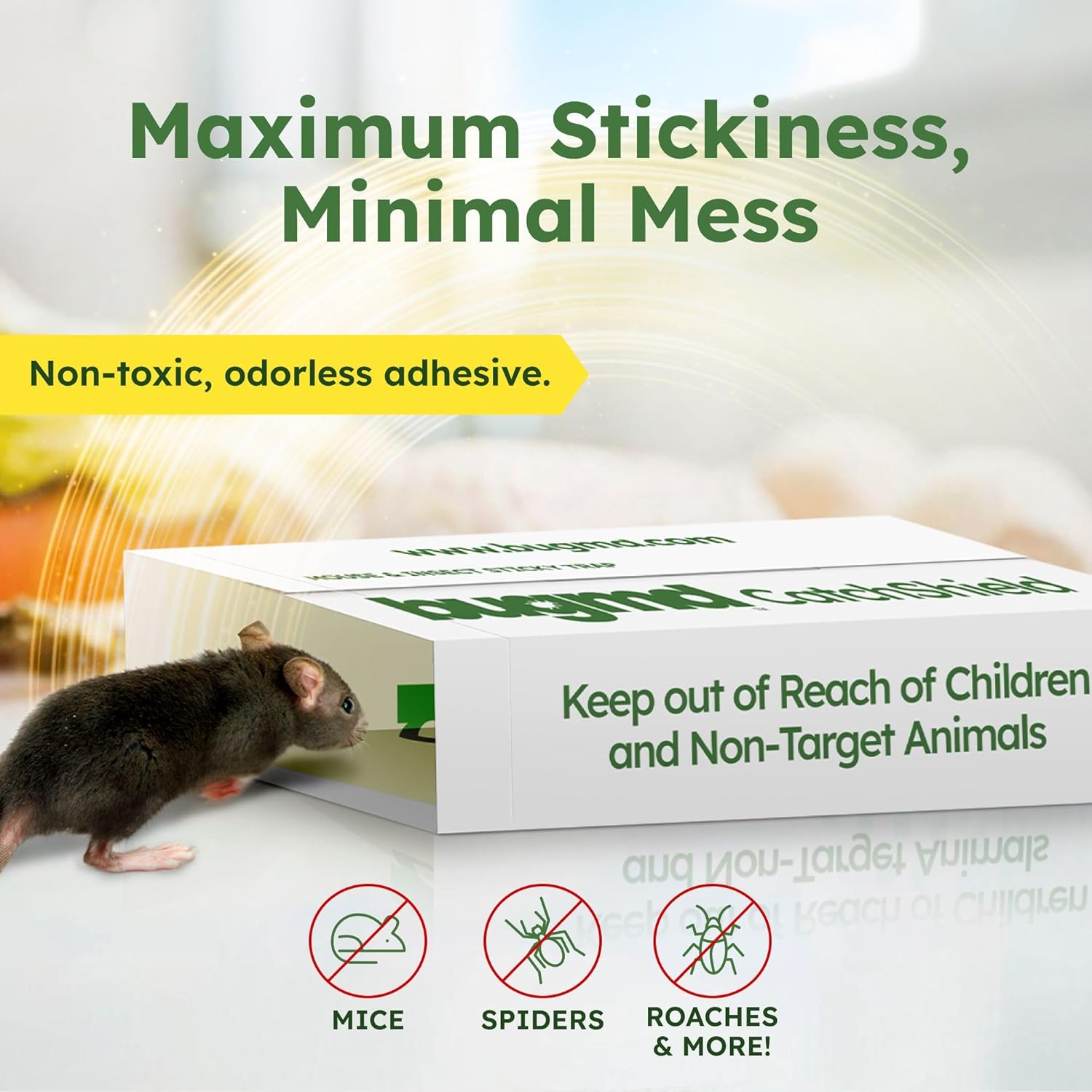 BugMD CatchShield Glue & Sticky Traps for Mice, Rats & Insects – Non-T