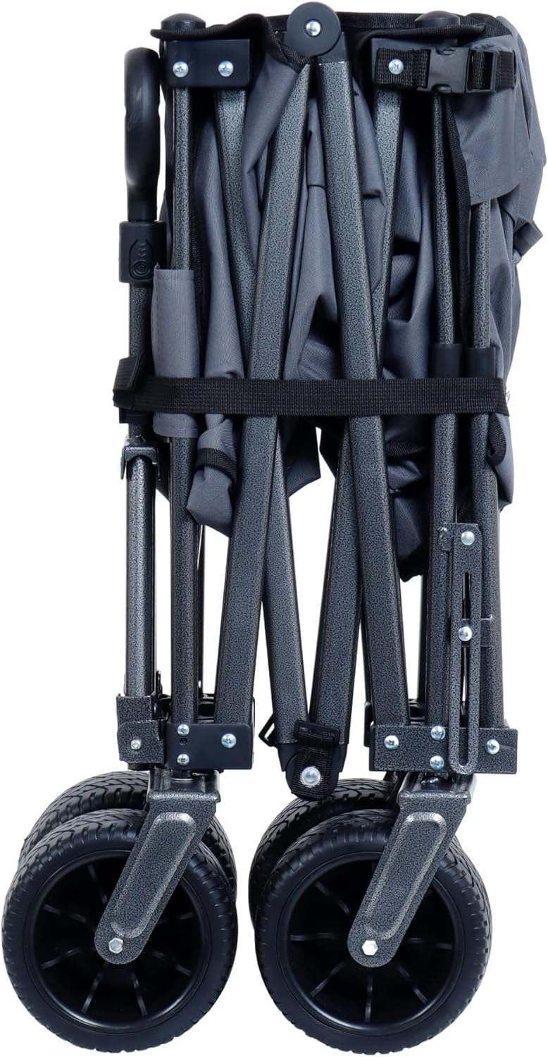 Collapsible Folding Wagon 300L - Heavy Duty 49" Extra Long Beach Wagon Cart with All-Terrain Wheels(Gray)