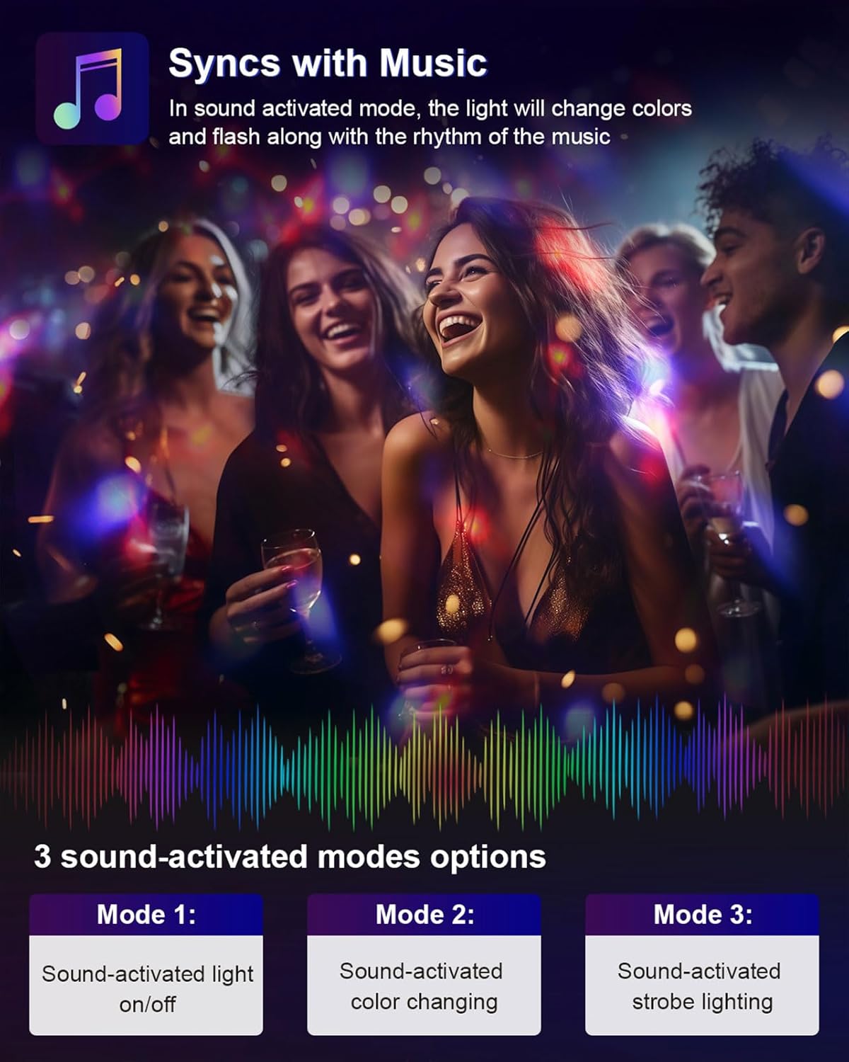 Luditek 2-Pack Sound Activated Party Lights with Remote Control, Disco