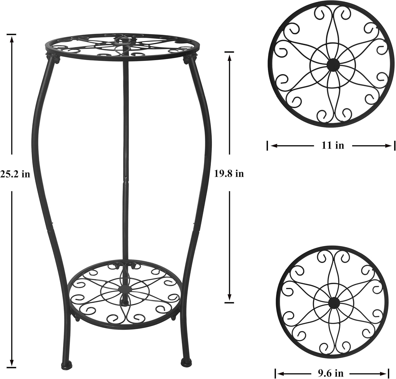Metal Plant Stand 2 Tier Indoor Outdoor, Tall Flower Pot Shelf Rustpro