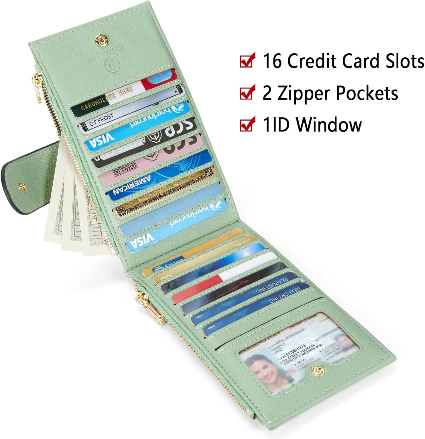 BOSTANTEN Leather Wallets for Women Large RFID Blocking Slim Bifold Pu