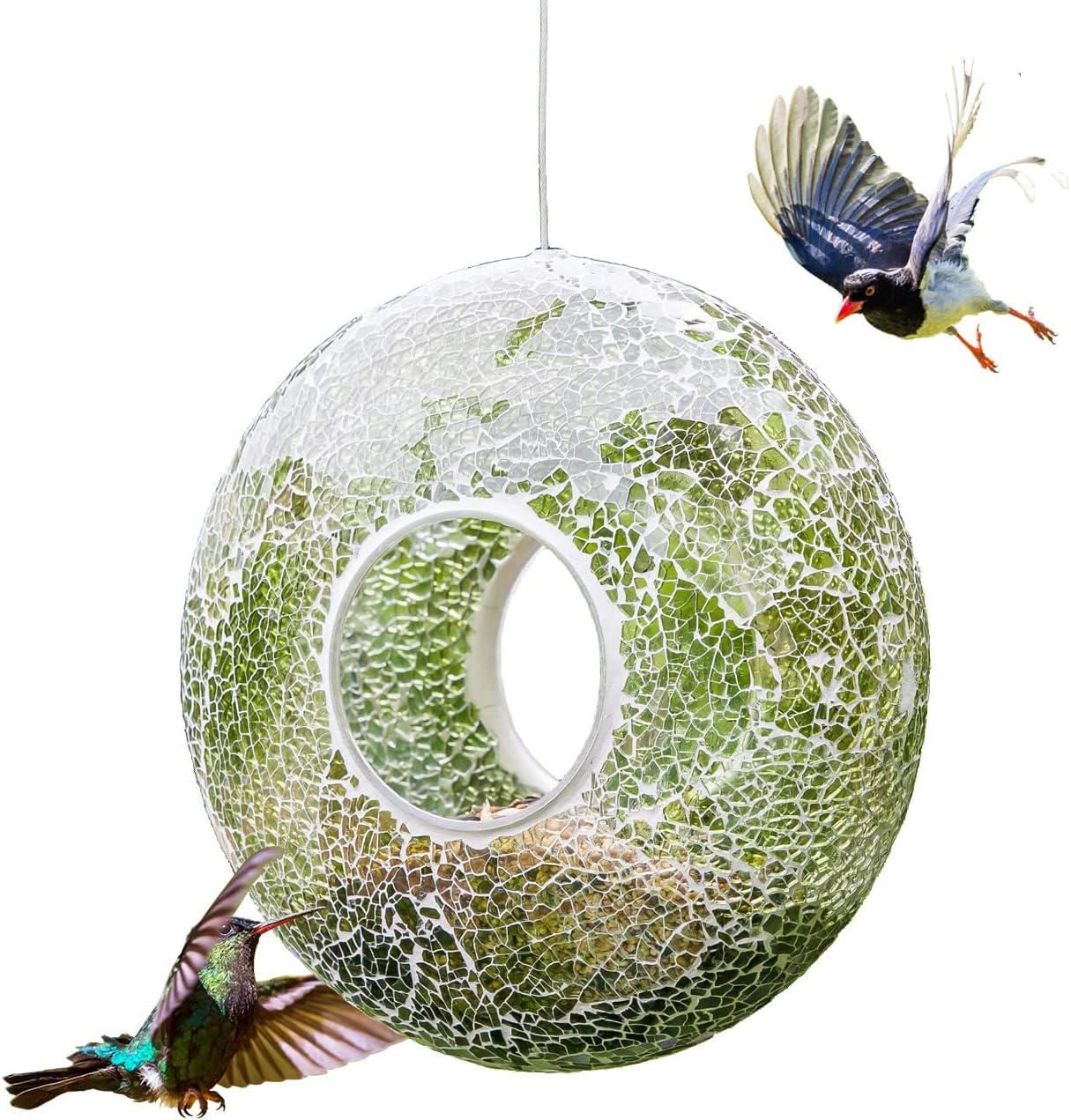 Fly Through Wild Bird Feeder Garden Hanging Bird Feeder Mosaic Circle 