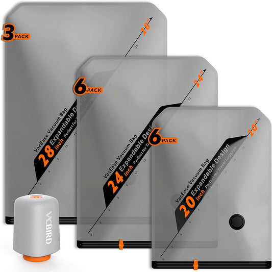Rechargeable Wireless Pump Travel Storage Bags Set - Portable Space Saver Bags for Travel & Home - Vacuum Compression Packing Seal for Clothes, Blankets, Seasonal Storage 15 Combo set
