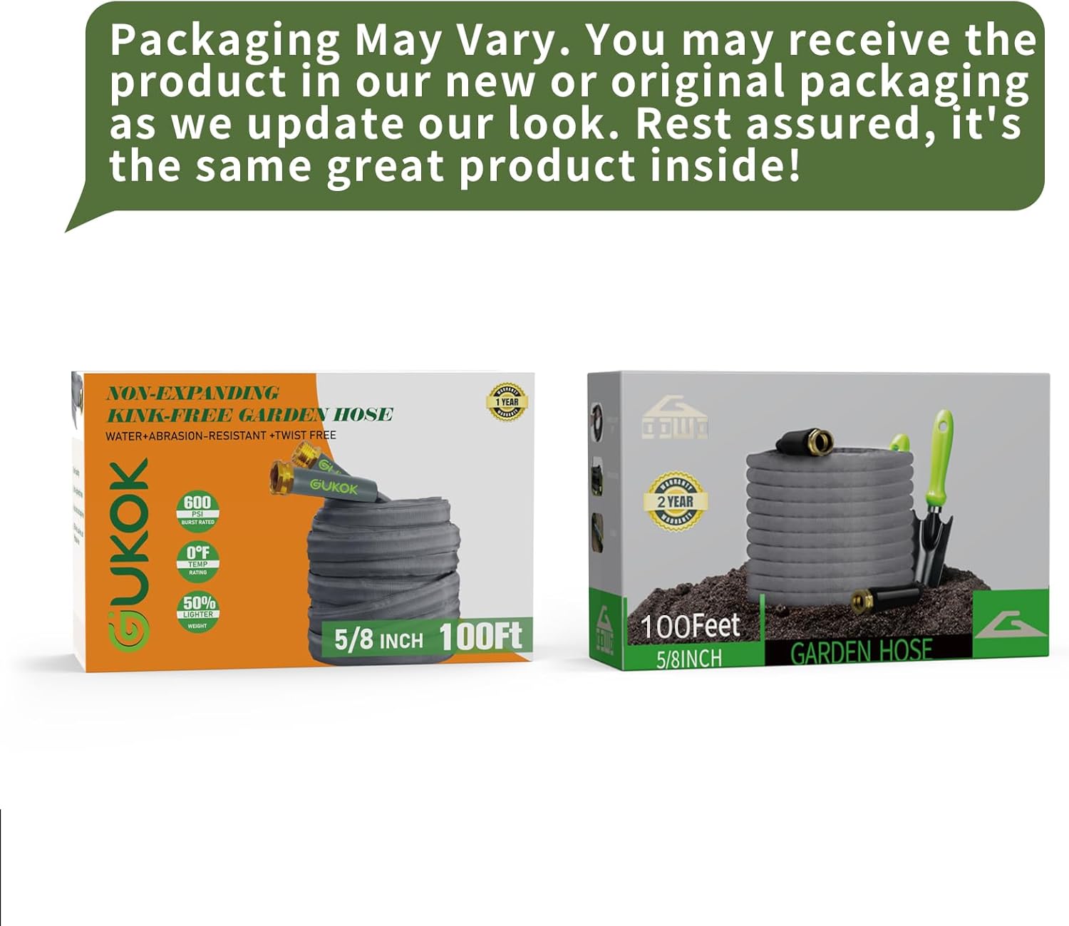 2025 Upgraded 50FT Non-Expanding Garden Hose, Ultra-Light & Flexible W