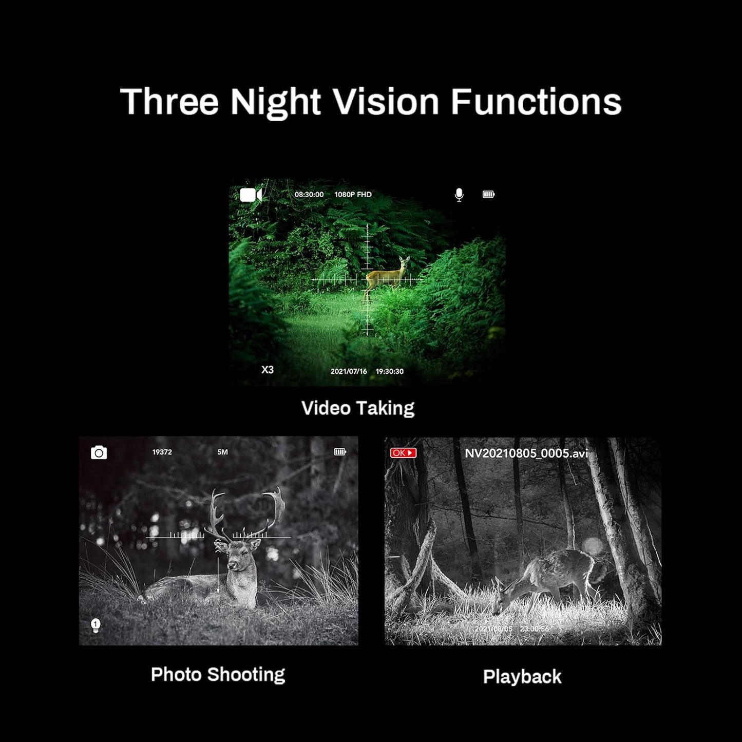 Night Vision Monocular with Full-Color, Digital Night Vision with 1500M Range with 850NM IR, 10X Digital Zoom, 7-Layer Coated Lens, 64GB TF Card, 5H Battery, IPX4 Waterproof for Outdoor Surveillance