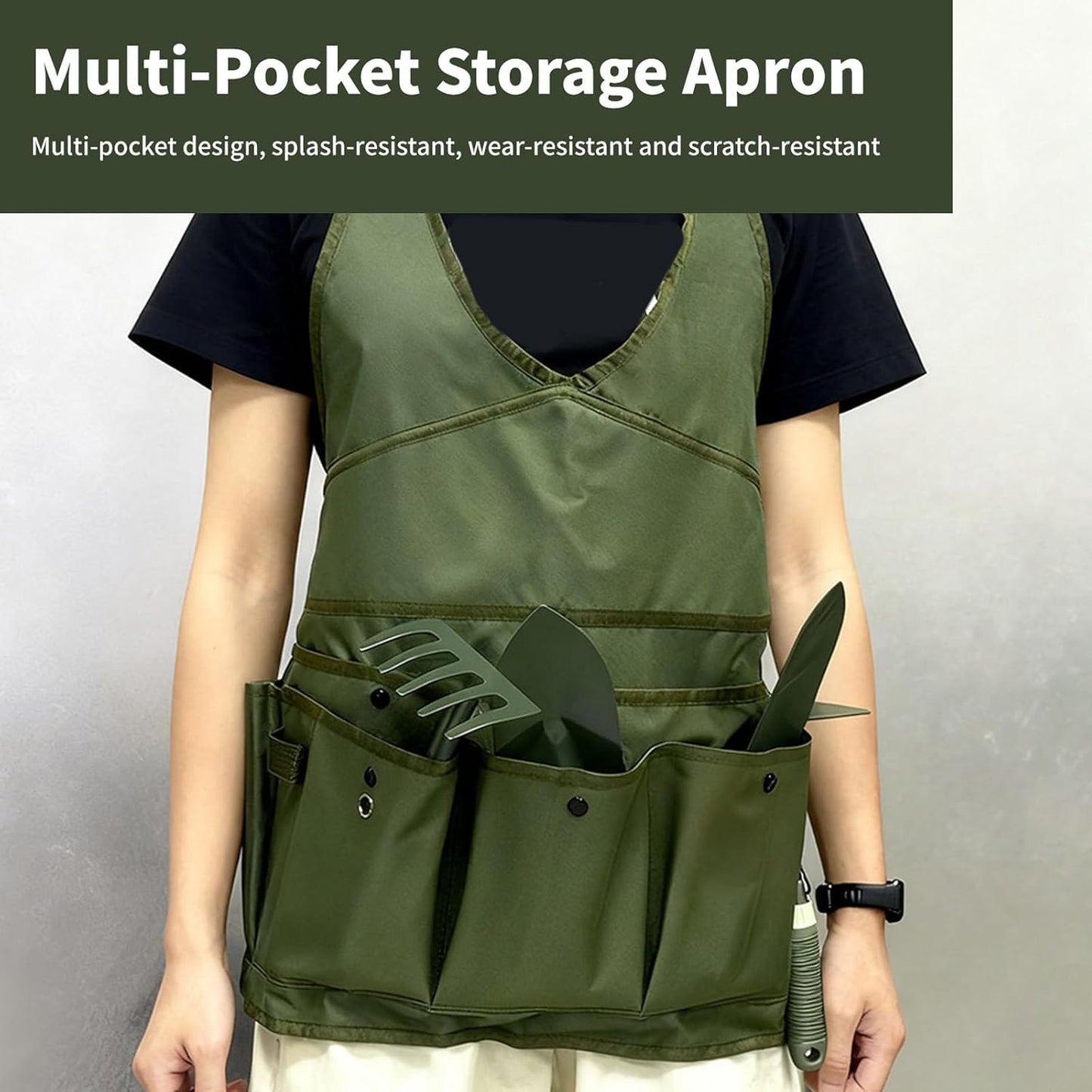 Ergonomic Gardening Work Apron Heavy Duty Multiple Pockets Adjustable 