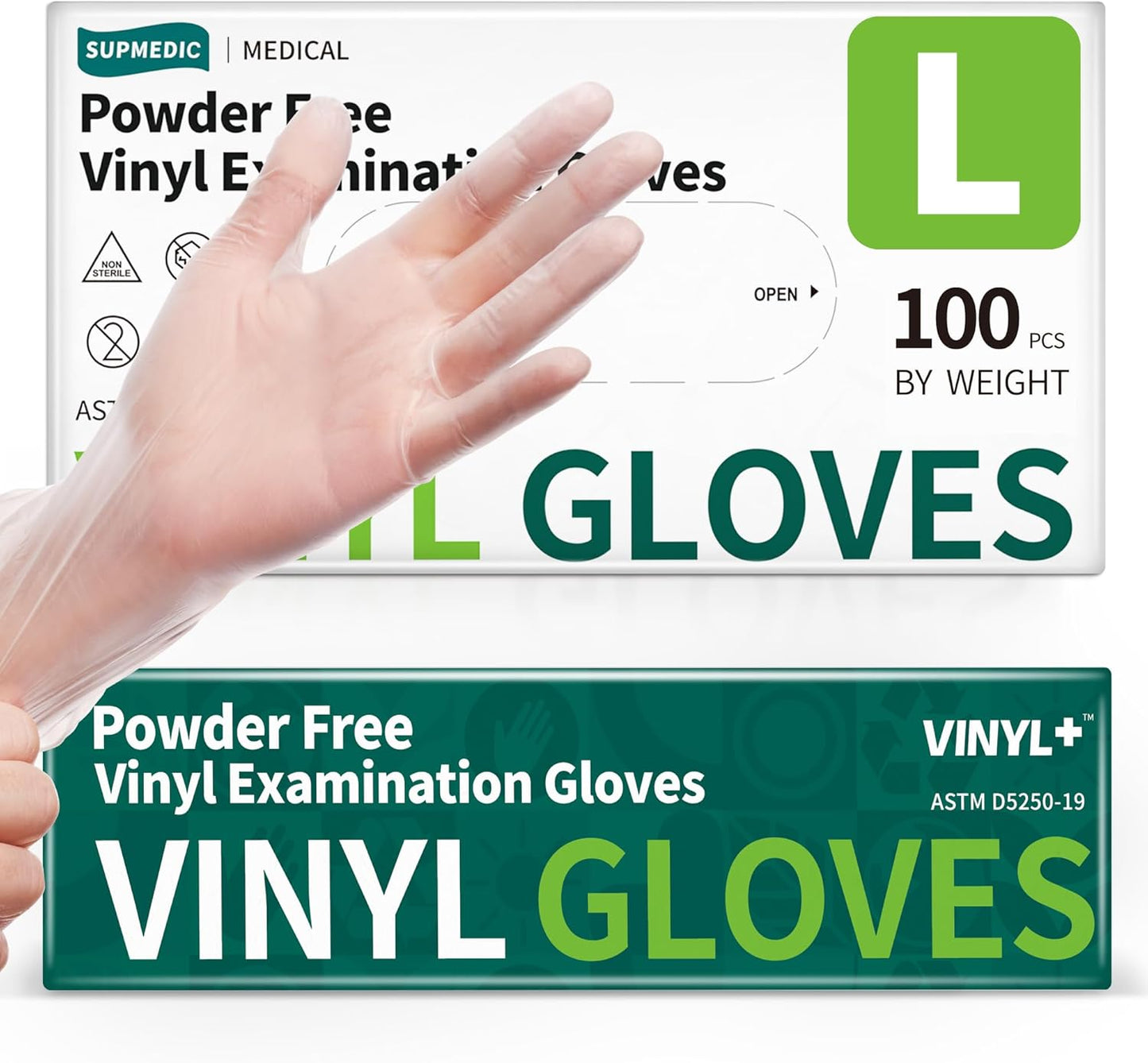 Vinyl Disposable Exam Gloves, Clear 4Mil Powder-Free Latex-Free Medica