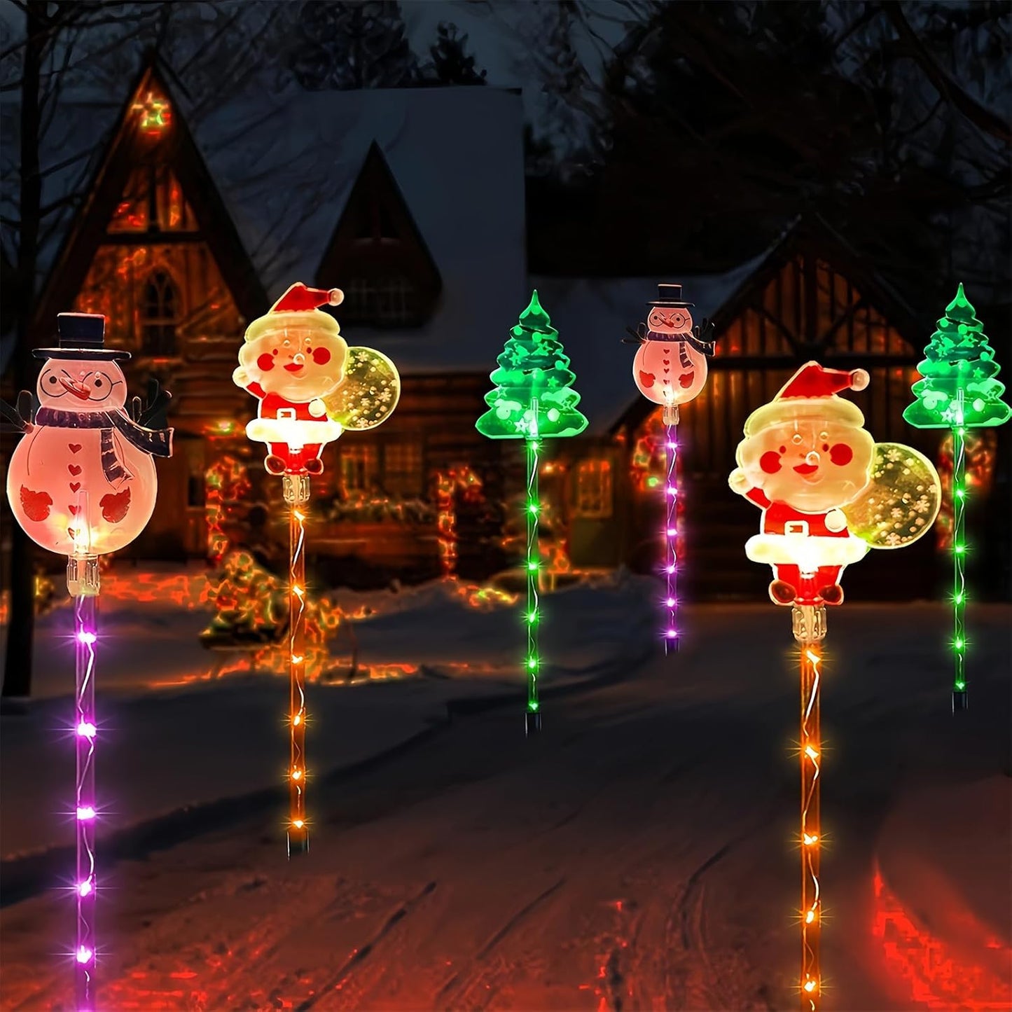6 Pcs Solar Christmas Light, Auto On/Off Outdoor Holiday Decor for Yard & Garden,Easy Installation