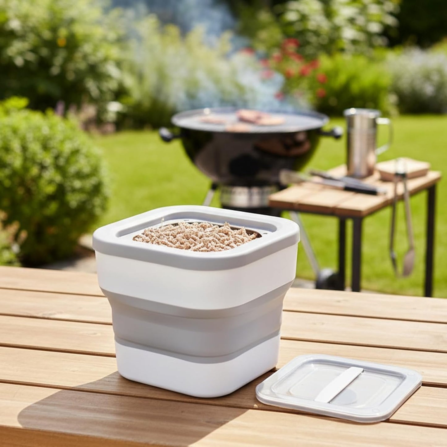 Wood Pellet Storage Container with Scoop, Waterproof Foldable Storage 