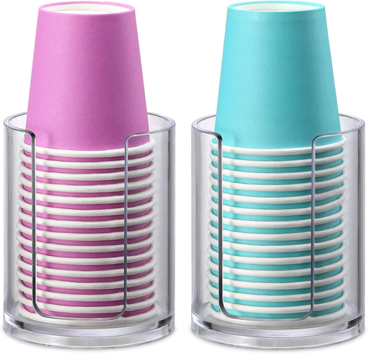 AOZITA Bathroom Cup Dispenser, 2 Pack Mouthwash Cups Holder, Small Disposable Paper Cup Holders For Rinsing Cups On Bathroom Vanity Countertops
