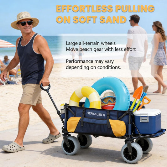 X900 Beach Wagon for Sand with 9"×4" Big Wheels, 48" Extra Large Heavy