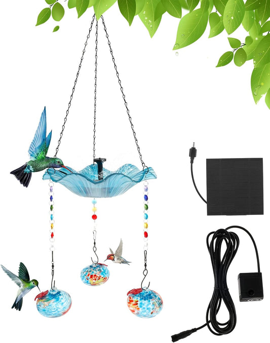 Hummingbird Feeder Bird Bath for Outdoors Hanging Hummingbird Bath Fountain Feeder Decorative Hummingbird Bath Feeder with 3 Feeder Balls Detachable Easy to Install for Birds ZHAZHAMO