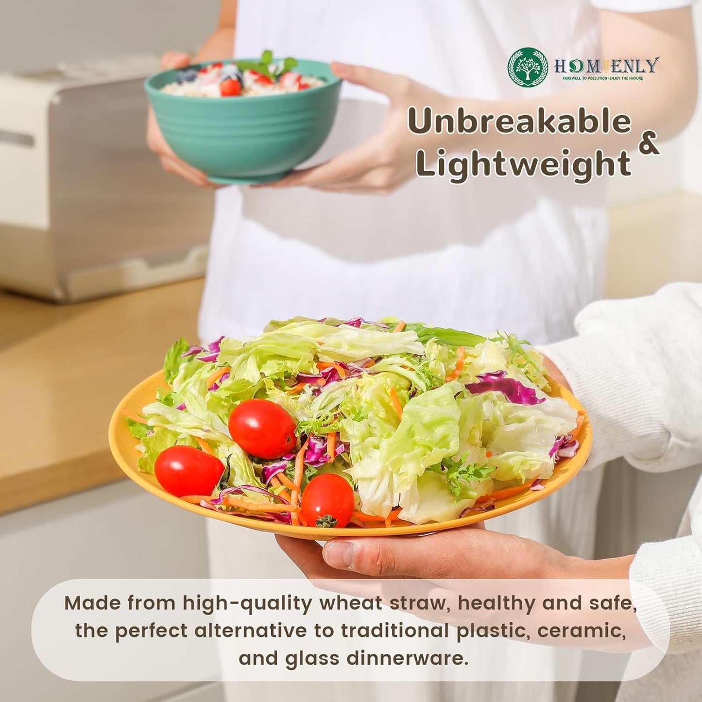 Homienly 40-Piece Premium Wheat Straw Dinnerware Sets, Service for 8, 