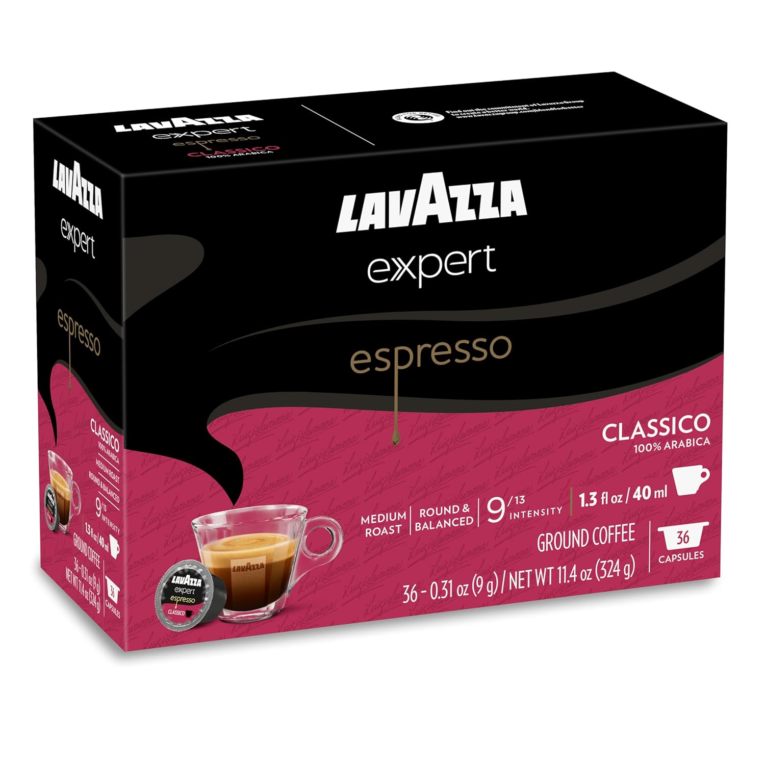Lavazza Expert Espresso Classico Capsules, Medium Roast, 100% Arabica,