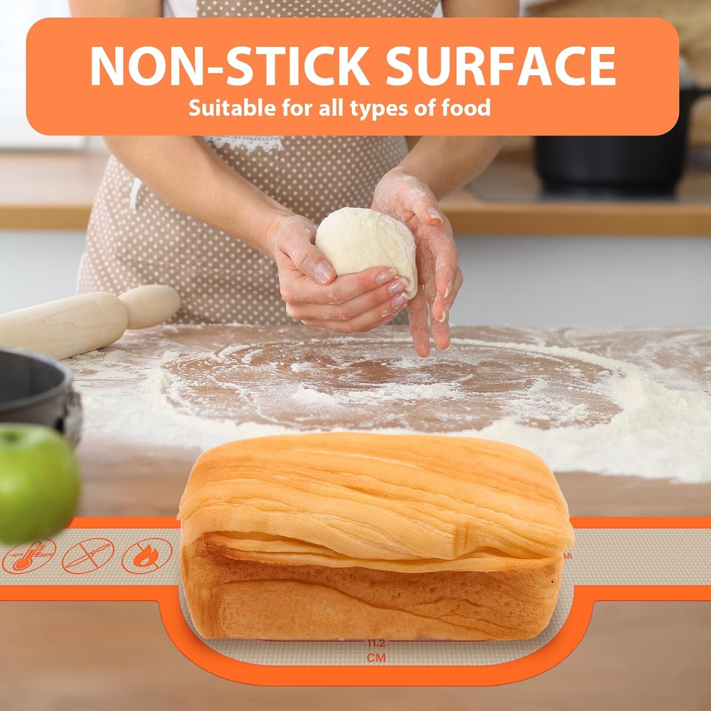 Silicone Bread Sling Oval and Round, 2Pcs Non-Stick Reusable Bread Sling, Sourdough Tools & Dutch Oven Accessories, Orange