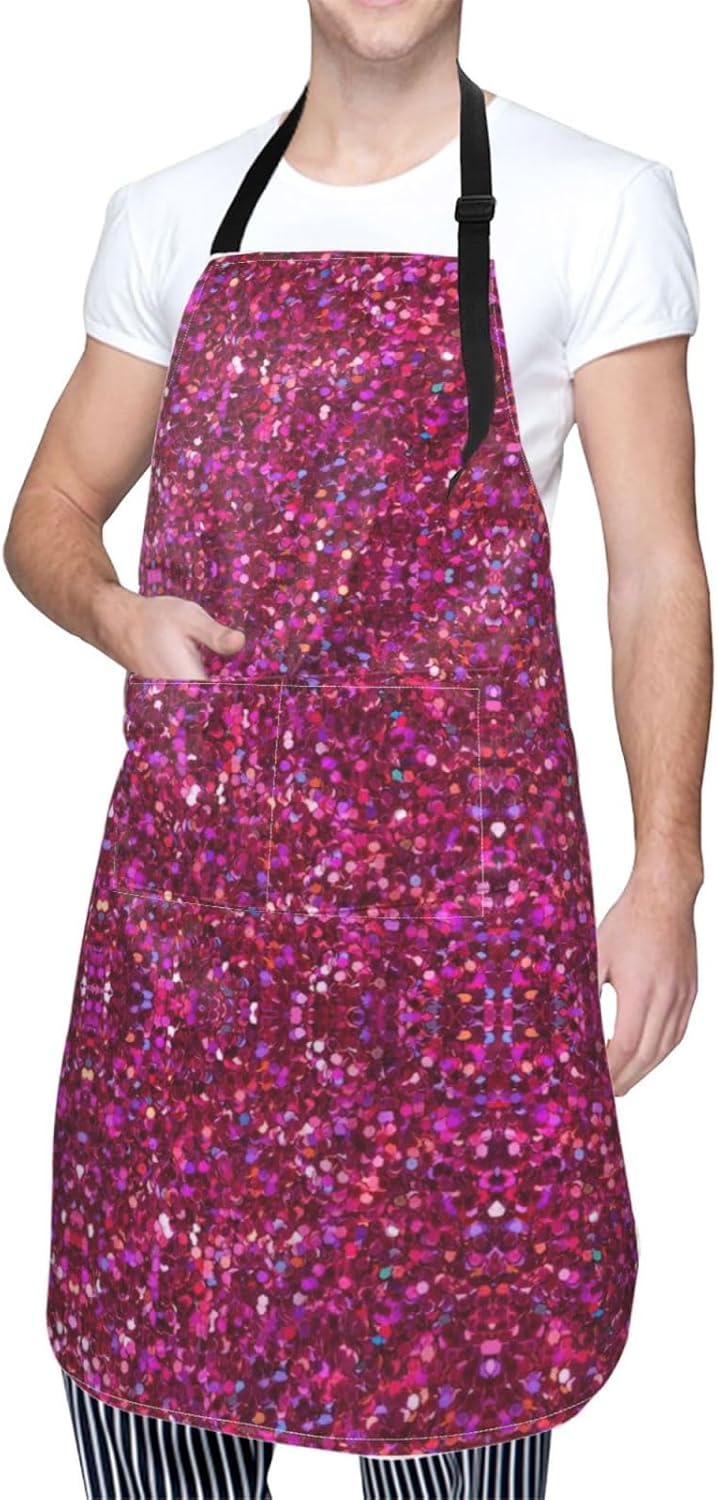 Glitter pattern print Waterproof apron with pocket adjustable cooking apron for adult kitchen bibs to bake