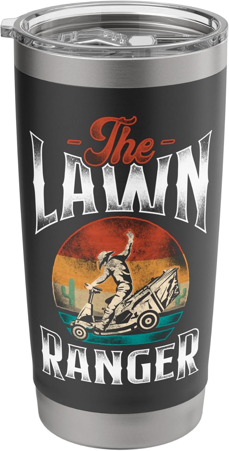 Lawn Mower Mowing Dad Father Landscaper Retro Vintage The Stainless Steel Insulated Tumbler