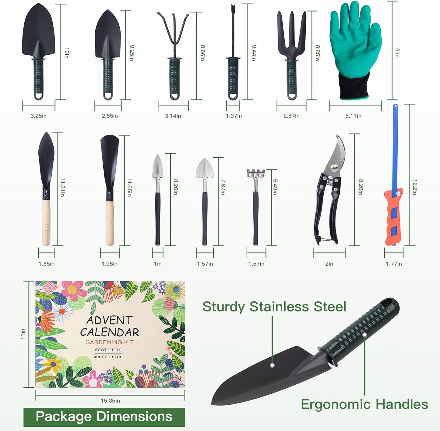 Advent Calendar 2025 for Adult Garden Set Tools for Pruning Gardens Christmas Gifts for Gardening Enthusiasts 24 Day Countdown for Women Men