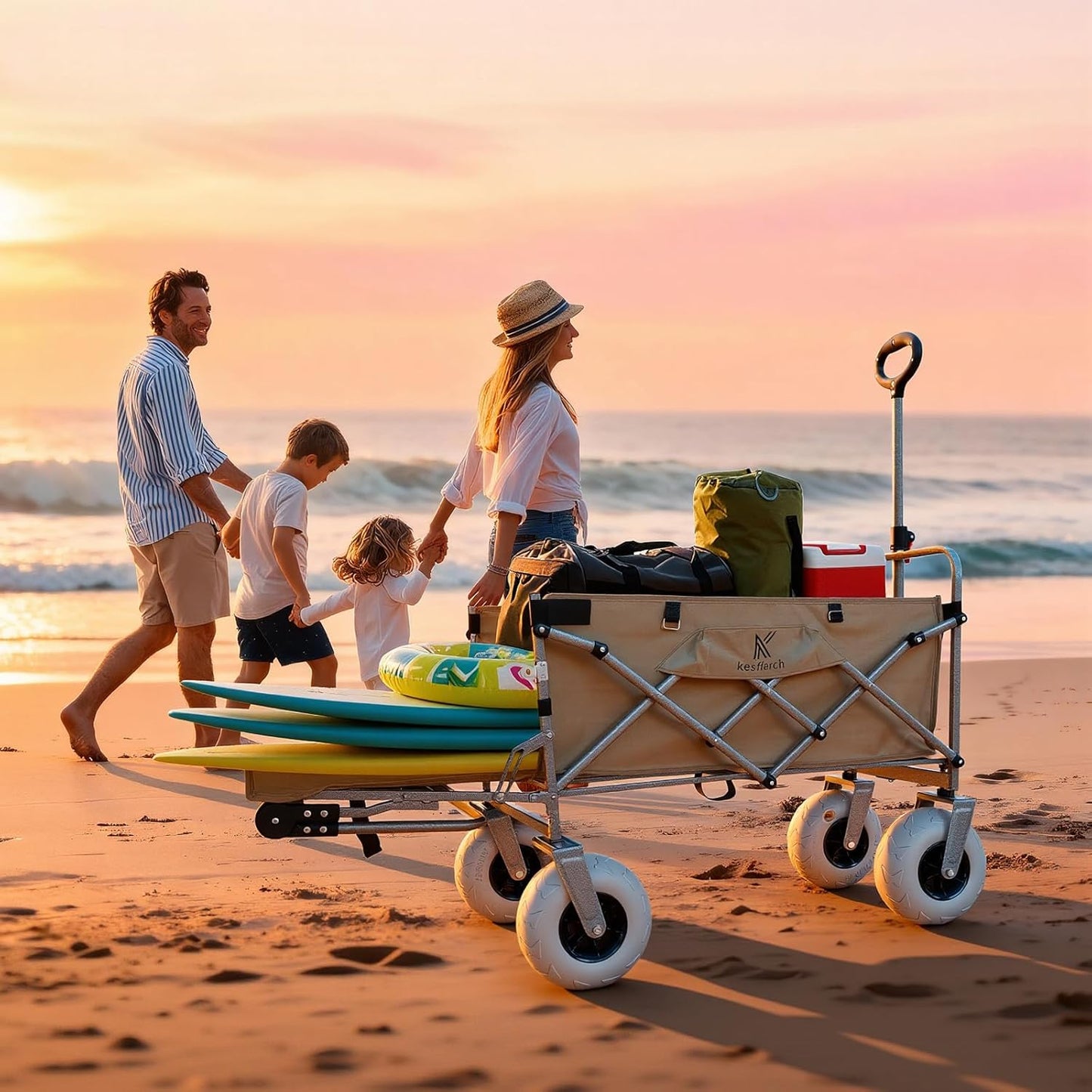 Beach Wagon with Big Wheels for Sand – 10" Balloon Tires & 450lb Heavy