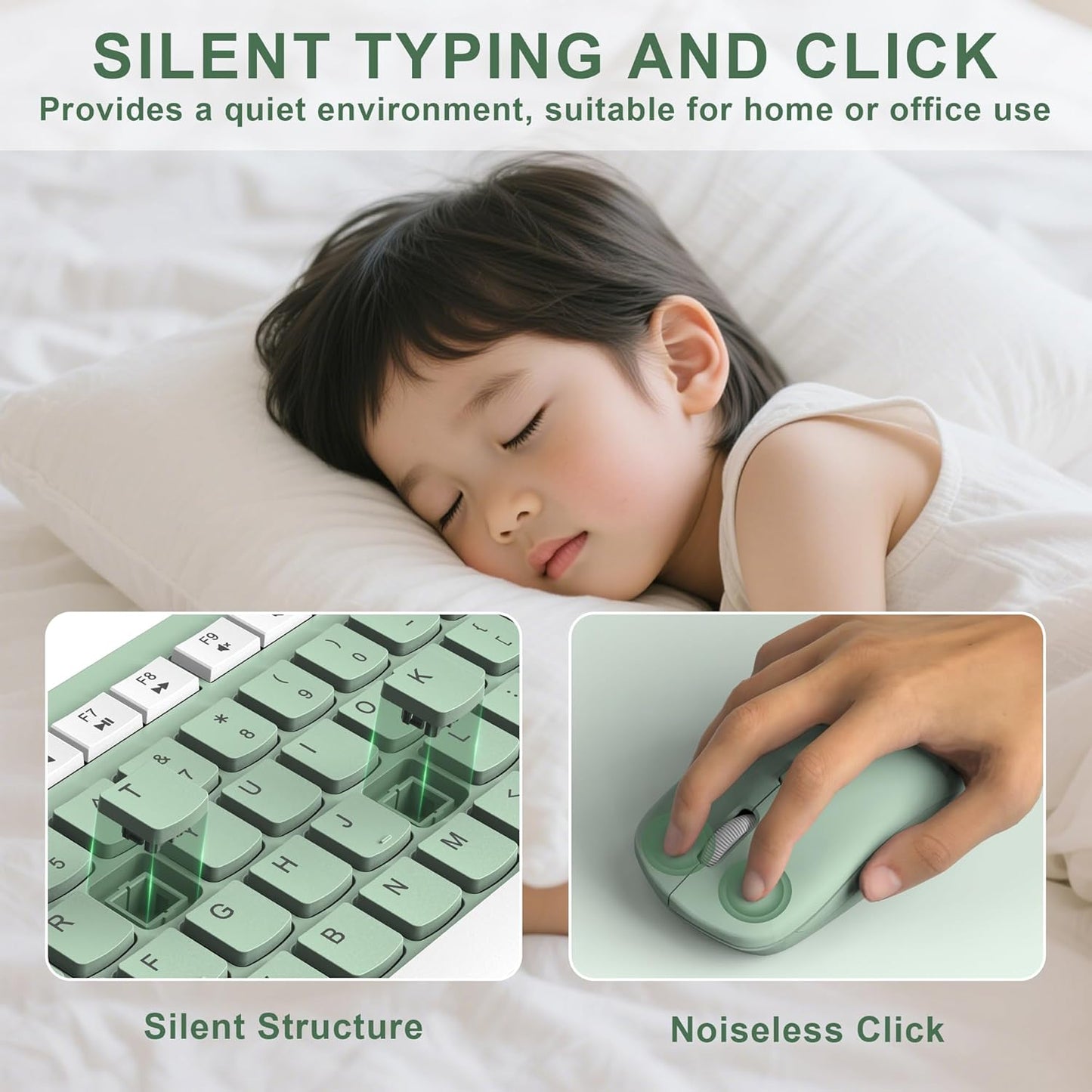 Wireless Keyboard and Mouse Combo, Full-Sized Wireless Keyboard and Ad