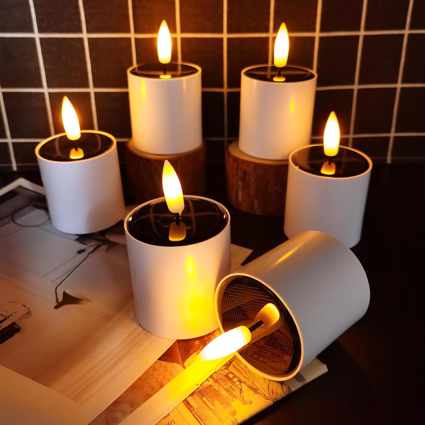 EuroFone 6pcs Solar Tea Lights Outdoor Waterproof - Rechargeable Battery Candles for Lantern, Garden, Camping & Decor, Small Solar Lights Waterproof