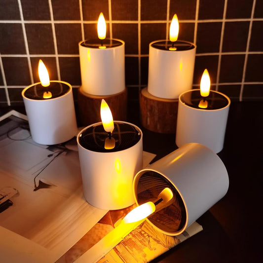 EuroFone 6pcs Solar Tea Lights Outdoor Waterproof - Rechargeable Battery Candles for Lantern, Garden, Camping & Decor, Small Solar Lights Waterproof