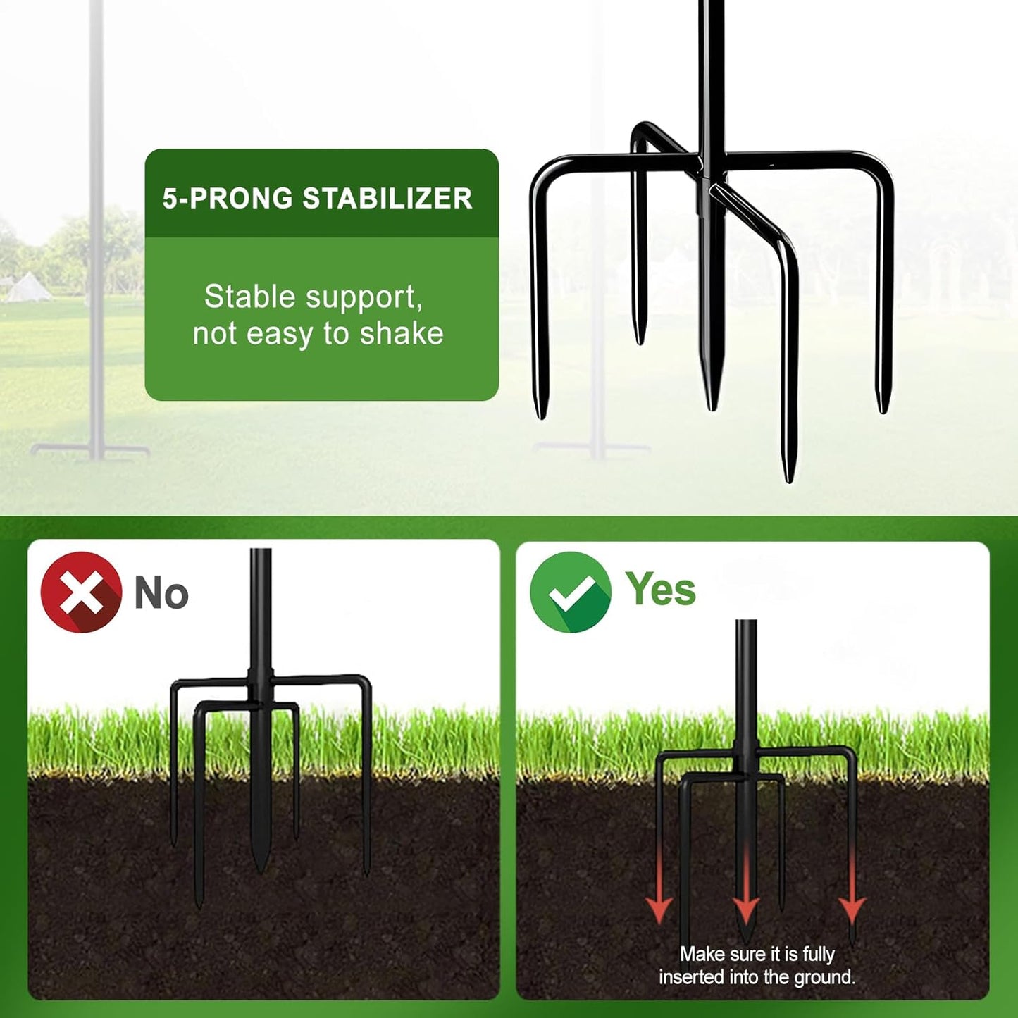 Shepherds Hook Bird Feeder Pole for Outdoor, 46 Inch Tall Heavy Duty Feeder Pole with 4 Hook for Hanging Bird Feeders, Hummingbird Feeder, Plant Baskets