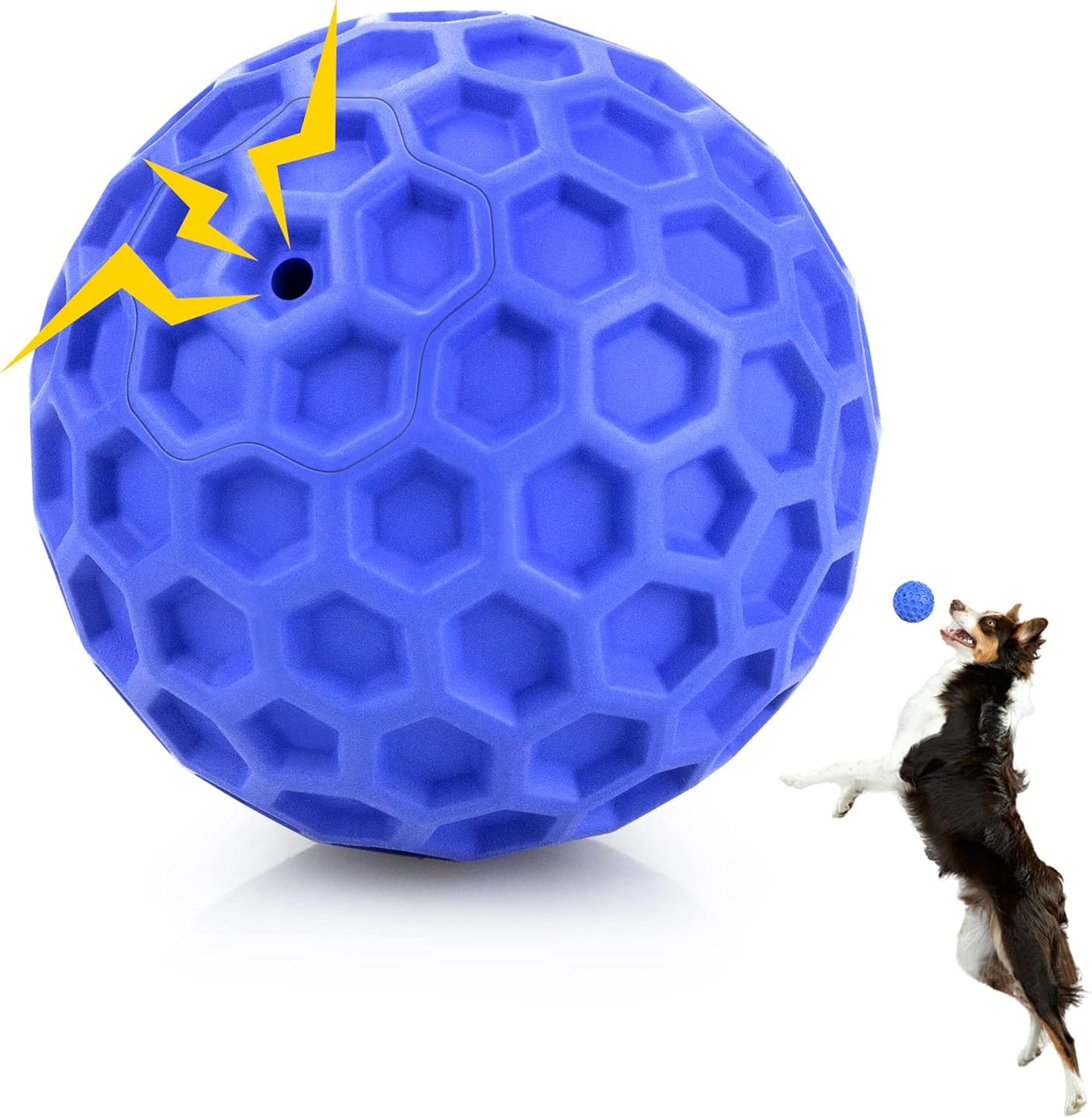 Indestructible Squeaky Dog Ball, Relieves Anxiety, Cleans Teeth, Inter