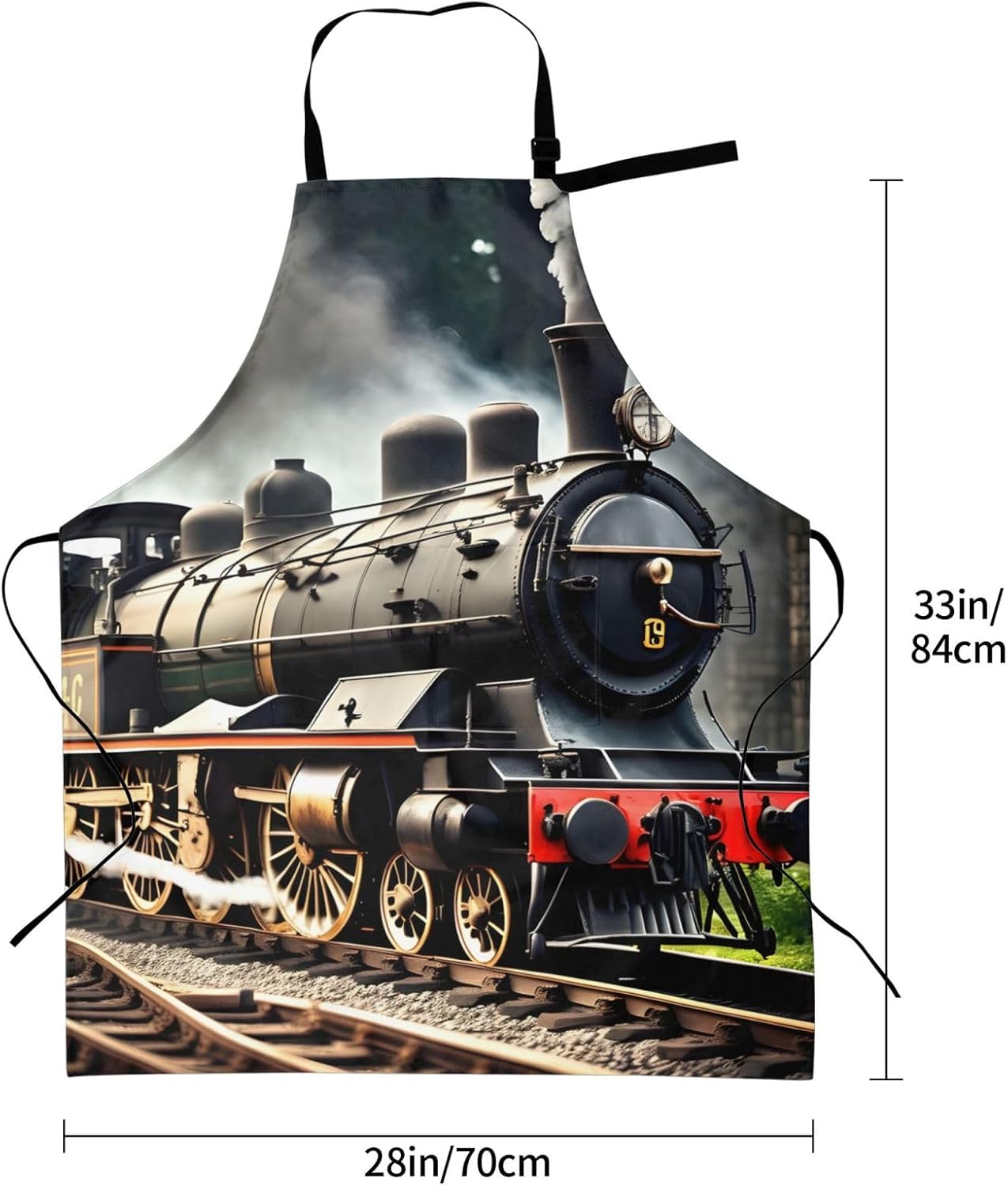 Steam Locomotive Train print Waterproof apron with pocket adjustable cooking apron for adult kitchen bibs to bake