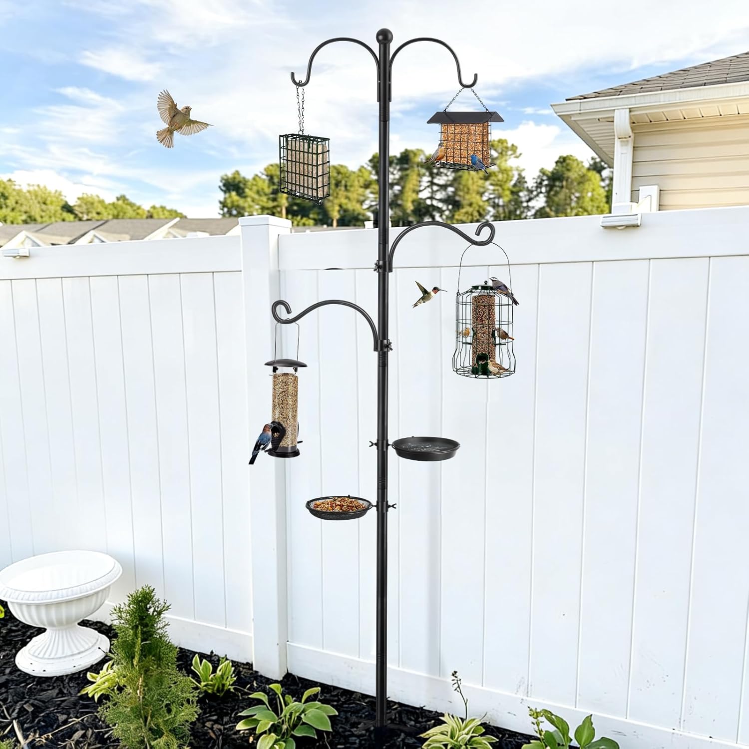 Bird Feeder Pole, Bird Feeding Station 88 Inch Shepherds Hooks for Out