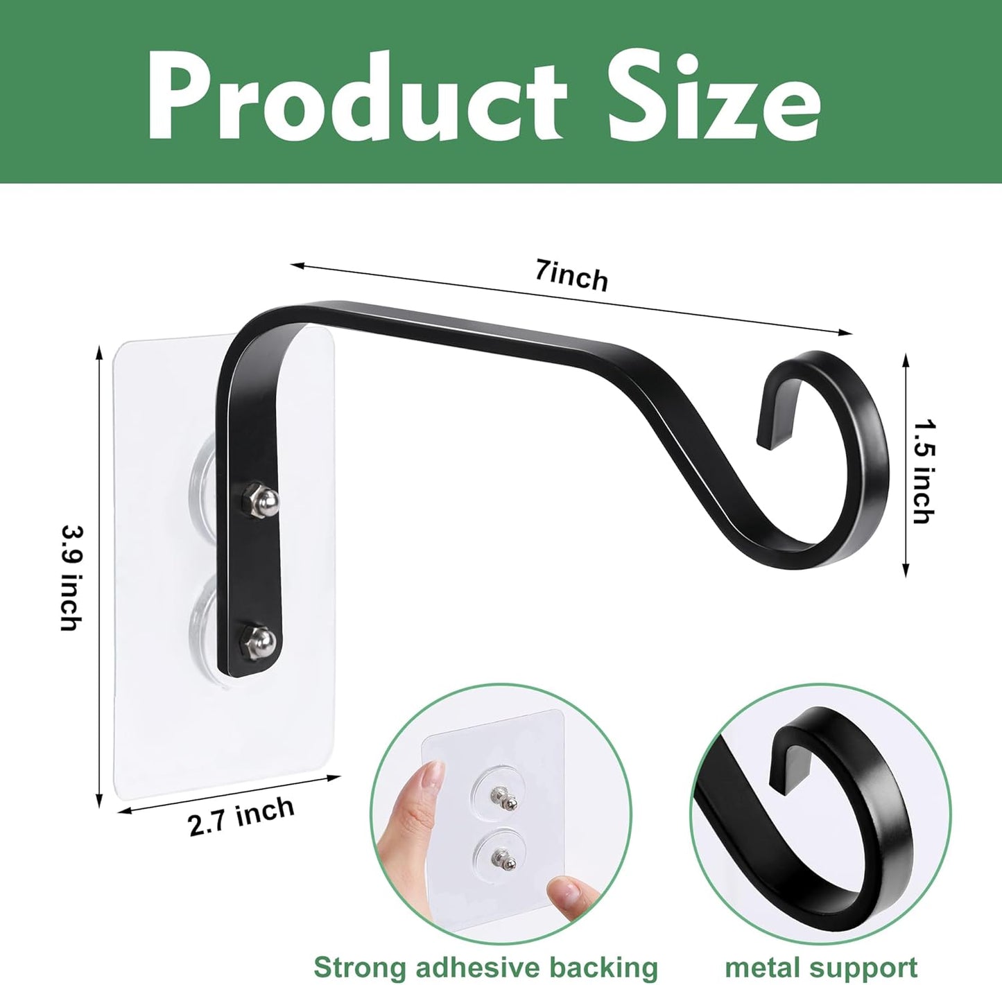 DECOHS 3 Pcs Window Bird Feeder Hanger Hook- Strong Load-Bearing Hanging Bird Feeder Hooks- Window Mounted Bird Feeder Bracket for Bird Feeders, Wind Chimes & Plants (Bird Feeder Not Included)