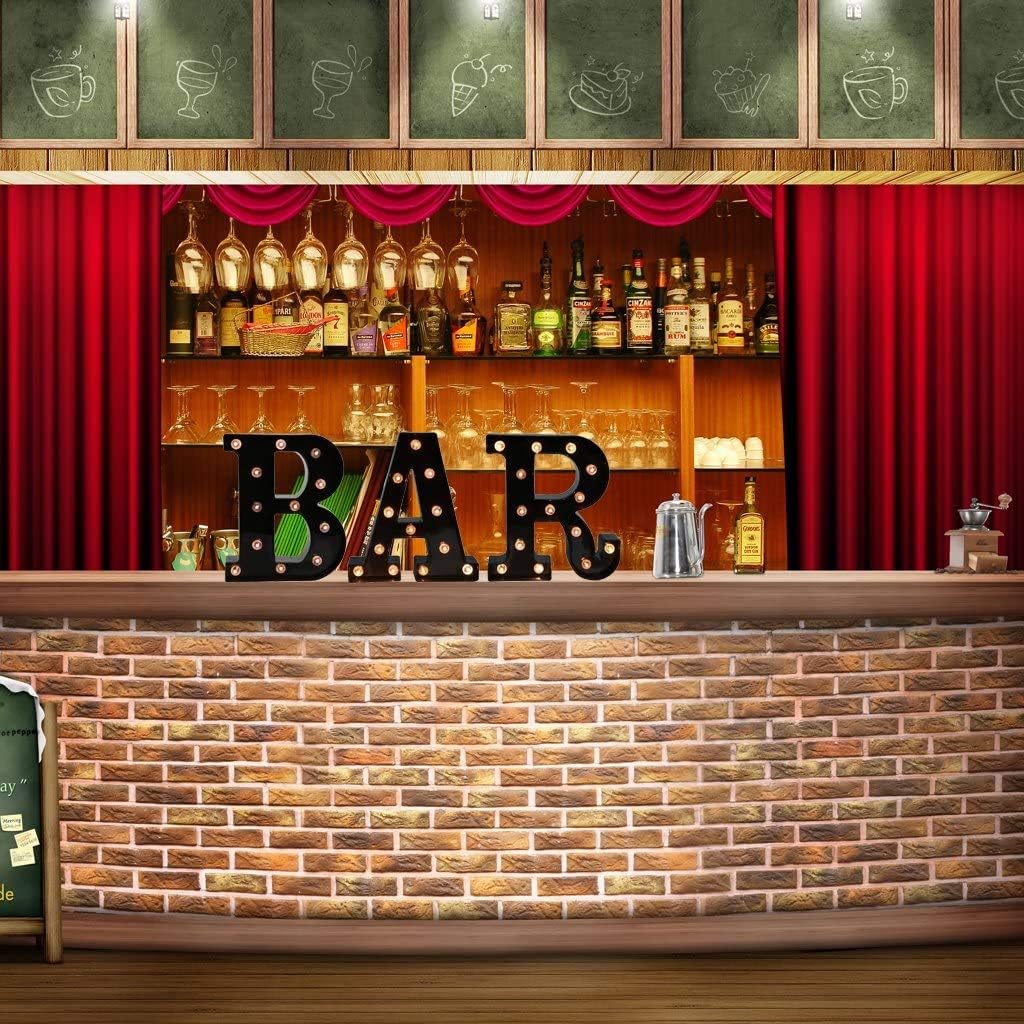 BAR - Illuminated LED Marquee Word Sign - Pre-Lit Pub Bar Sign - Batte