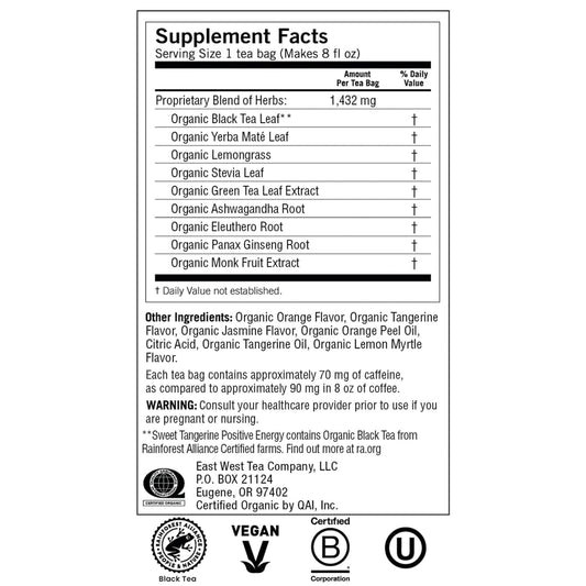 Yogi Sweet Tangerine Positive Energy, 16 Tea Bags, Packaging May Vary (Pack of 1)
