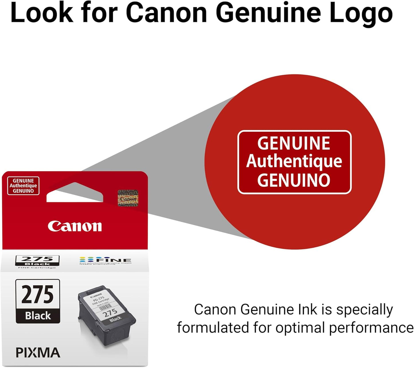Canon PG-275 Genuine Black Ink Cartridge, Compatible with TS3520/3522,