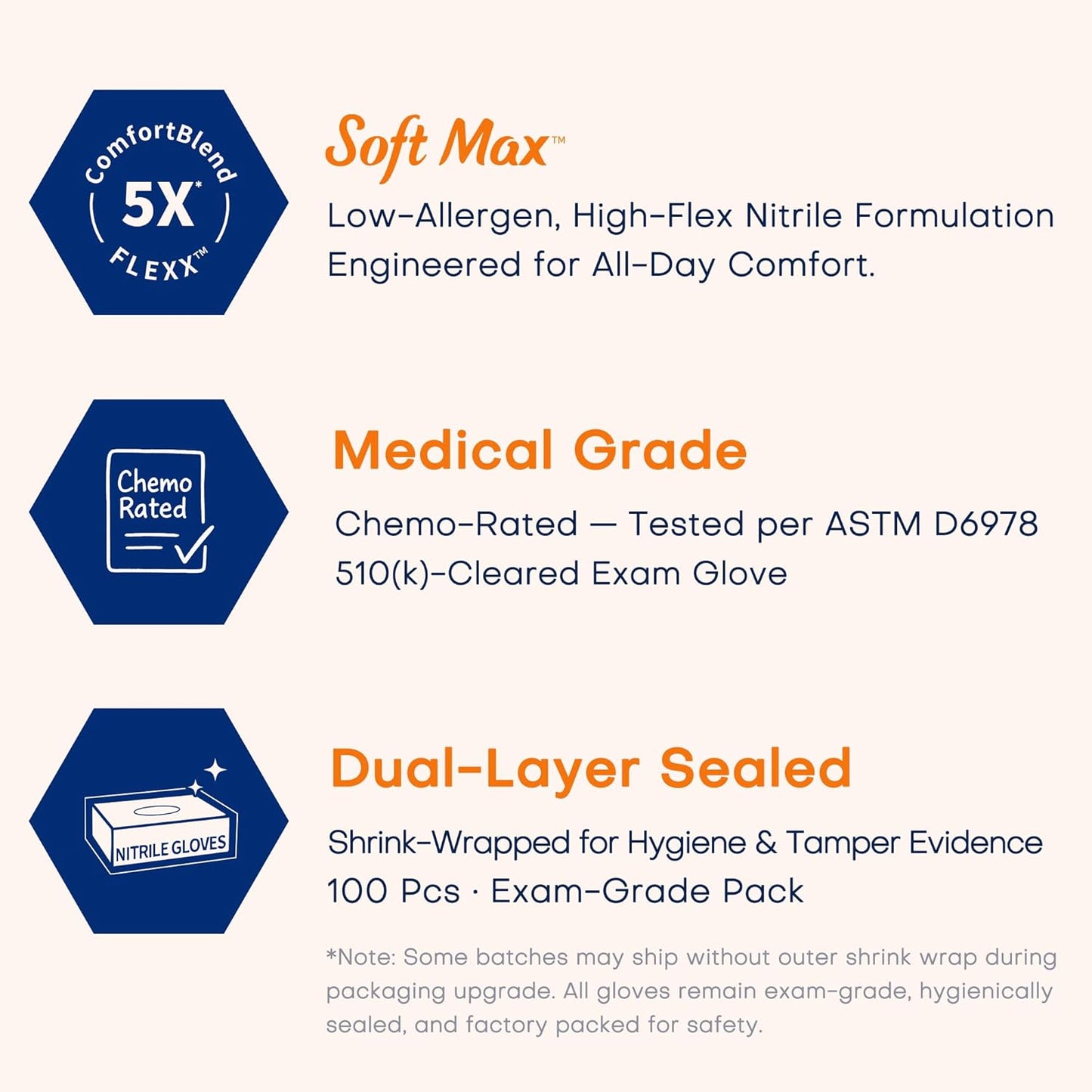 Medical Soft Max™ Nitrile Exam Gloves, 1000 Pcs Latex-Free Powder-Free Food Safe Clean Cooking Disposable Glove Blue