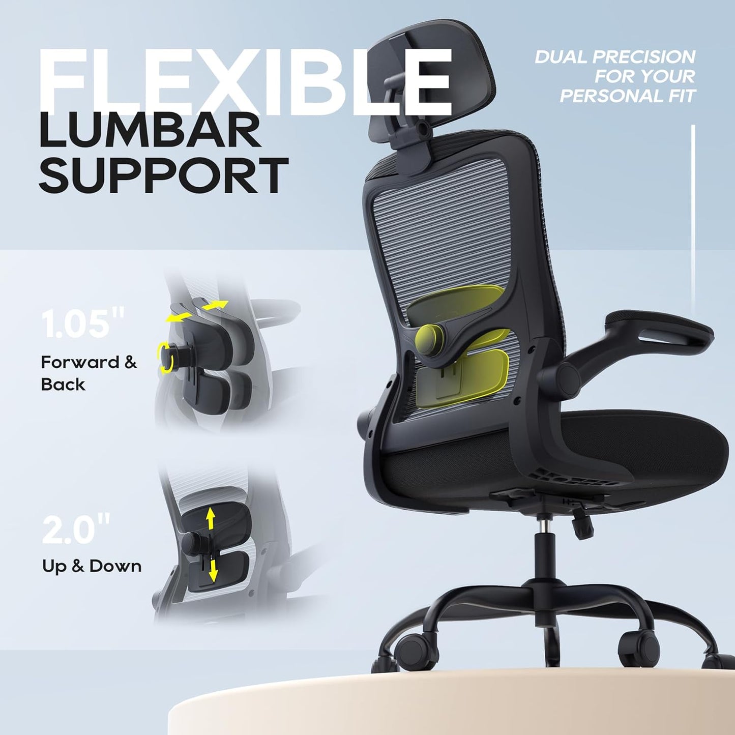 Ergonomic Office Chair, High Back Mesh Desk Chair with Adjustable Lumb