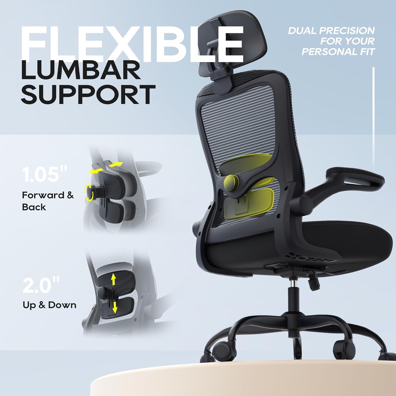 Ergonomic Office Chair, High Back Mesh Desk Chair with Adjustable Lumb
