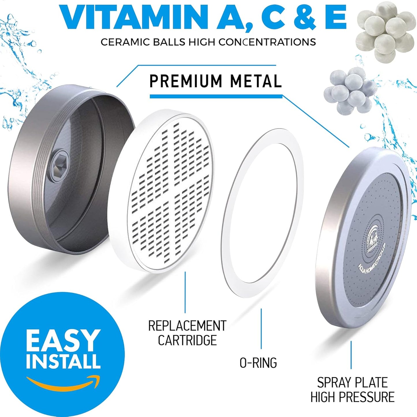 AquaHomeGroup Luxury Filtered Shower Head Set 20+3 Stage Shower Filter